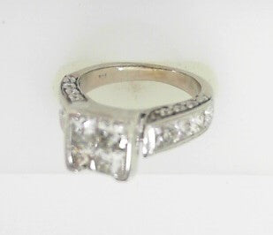 White Gold Princess Diamond Geometric Ring