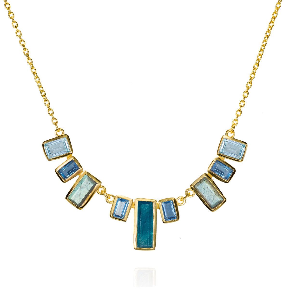 Gold-Plated Silver Blue Topaz Empire Necklace