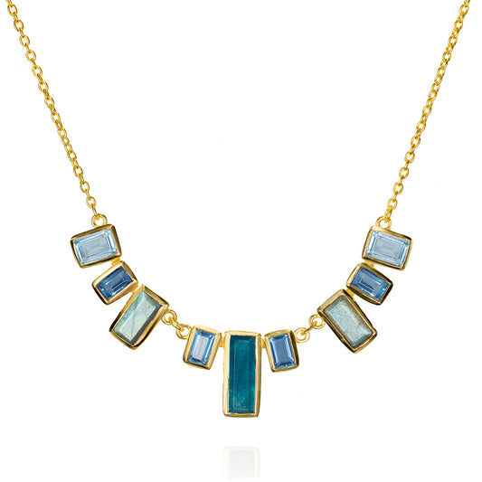 Gold-Plated Silver Blue Topaz Empire Necklace