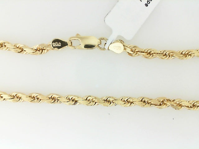 Vintage Yellow Gold Diamond Cut Rope Necklace