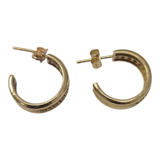 Yellow Gold Cz Accent Hoops