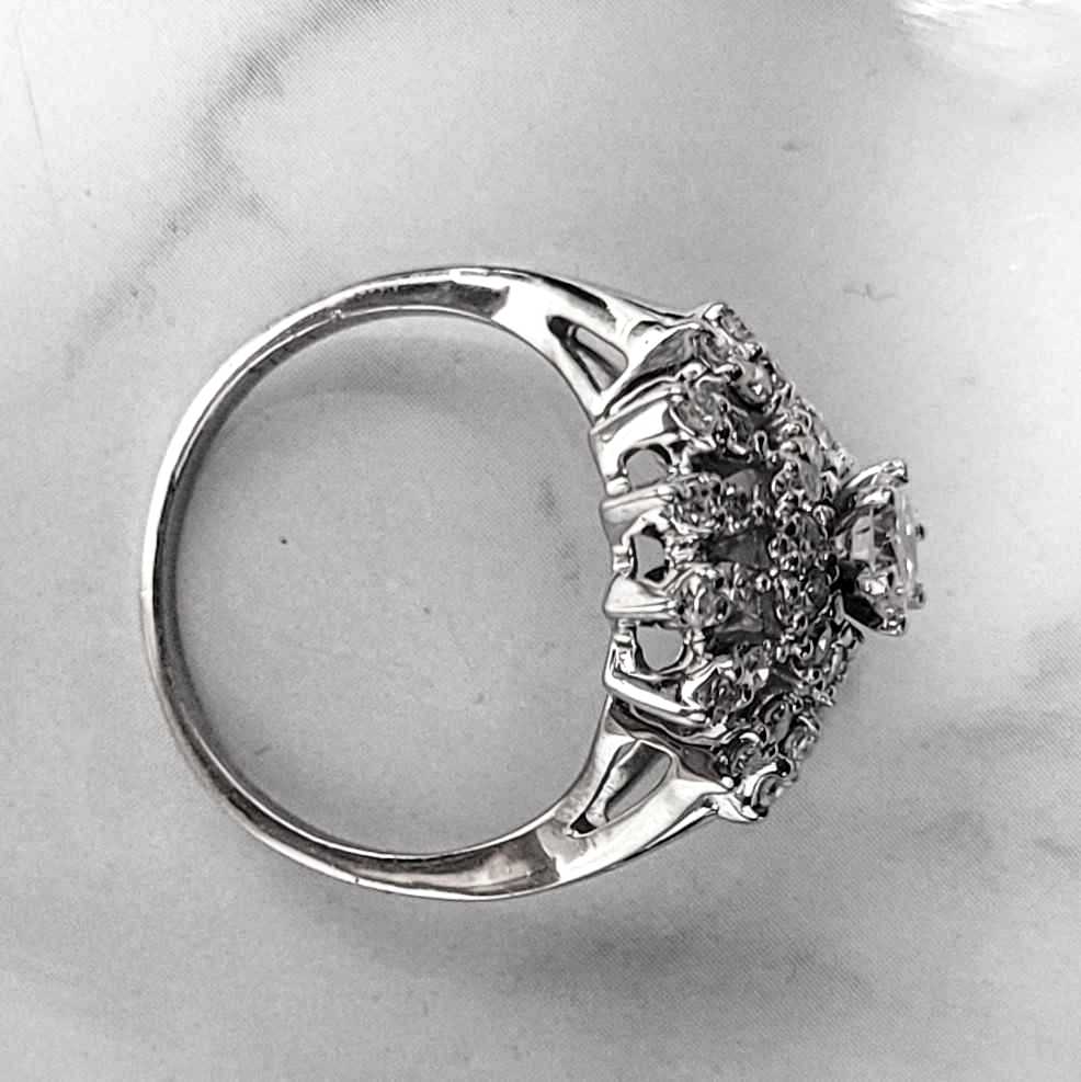 Vintage White Gold Diamond Double Halo Ring