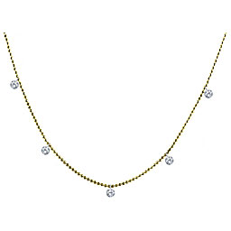 Yellow Gold Adjustable Round Diamond Necklace