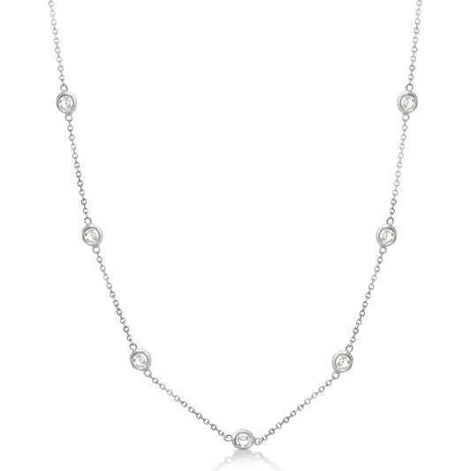 White Gold Round Diamond Station Necklace