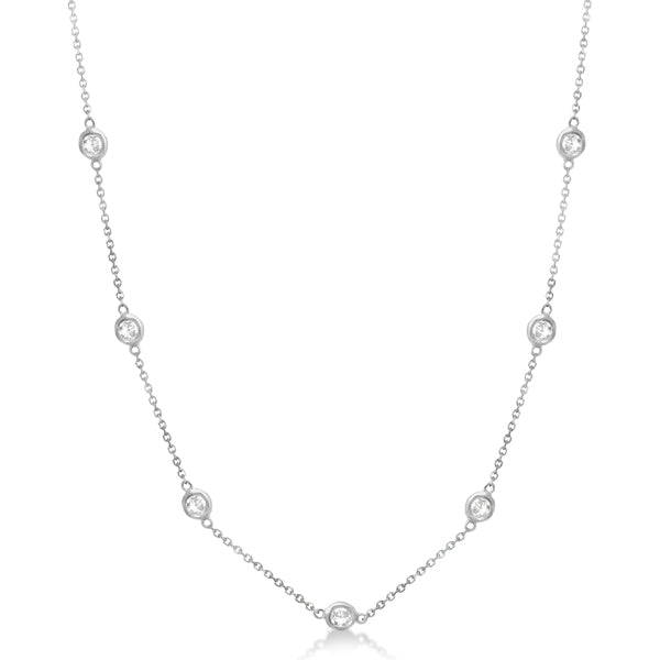 White Gold Round Diamond Station Necklace