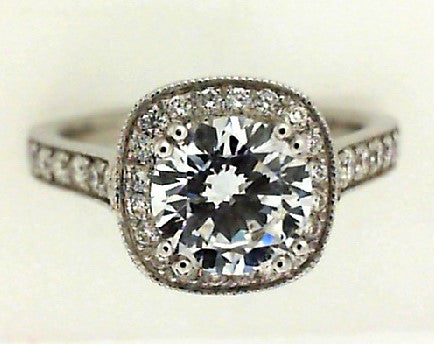 White Gold Diamond Halo Engagement Ring