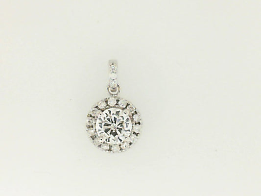 White Gold Round Diamond Cluster Pendant