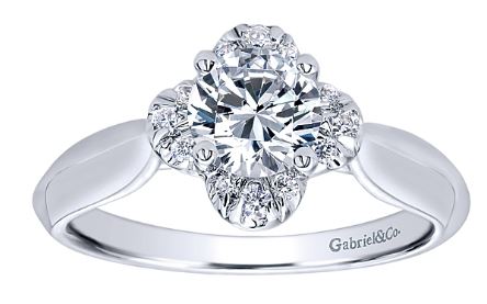 White Gold Flower G/H Diamond Engagement Ring
