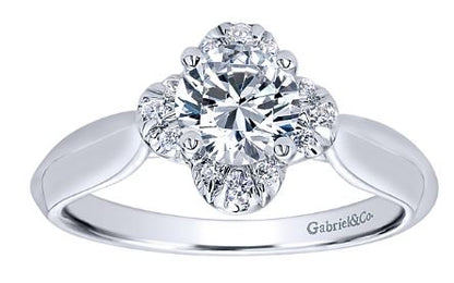 White Gold Flower G/H Diamond Engagement Ring