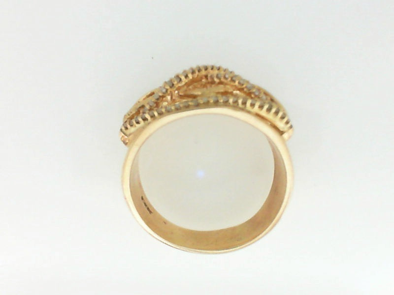 Yellow Gold Round Diamond Contemporary Ring