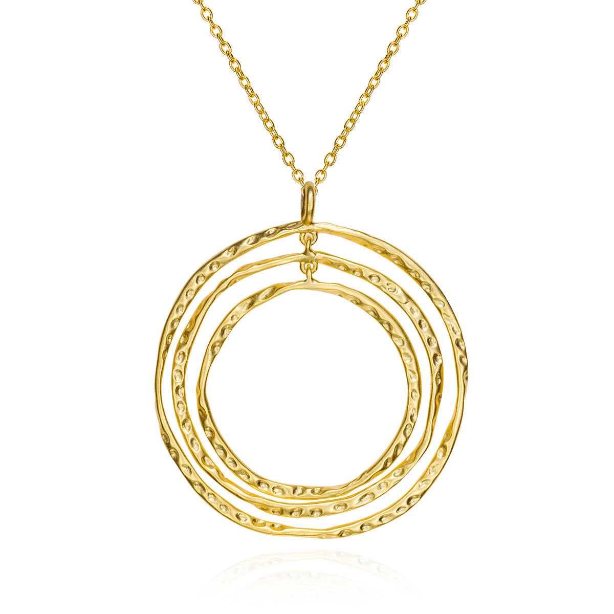 Yellow Silver Hammered Concentric Circles Pendant