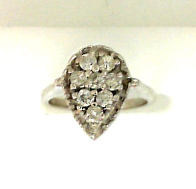 Vintage White gold Pear Shaped Cluster Diamond Ring