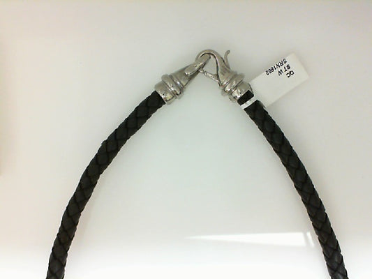 White Stainless Steel Leather Necklace