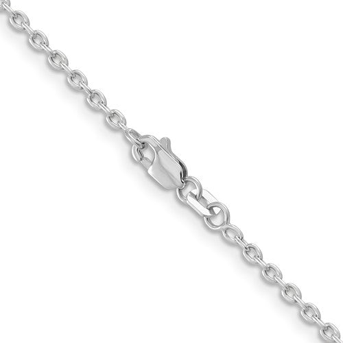 White Gold Diamond Cut 22 Inch Cable Necklace