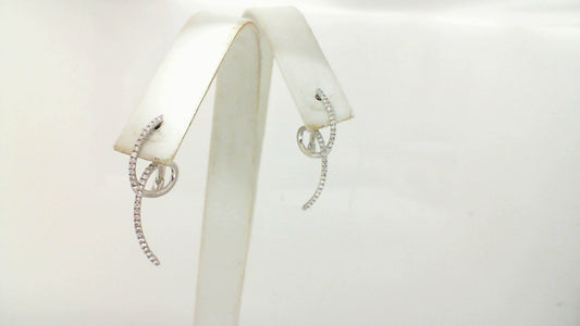 White Gold Round Diamond Twist Drop Earrings