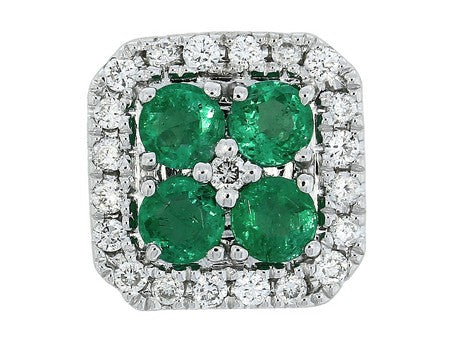 Petite Emerald and Diamond Square Pendant