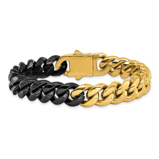 Black and Yellow Stainless Steel Curb Link Bracelet